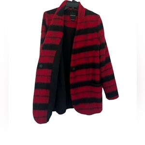 MARCIANO Wool Blend Plaid Red Coat Blazer Size M